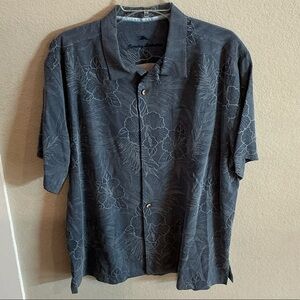 Tommy Bahama Men's Silk Blue Floral Button Down Shirt- Size Large